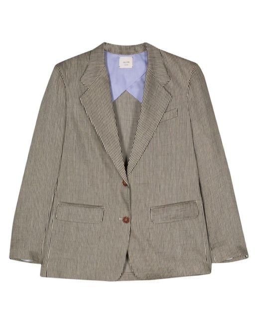Alysi Gray Striped Single-Breasted Blazer