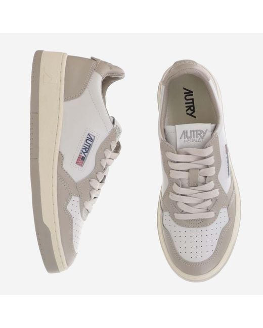 Autry Gray Medalist Color-Block Panel Leather Sneakers