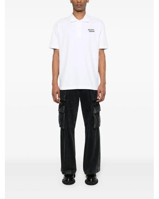 Polo de l'écriture de la Maison Kitsune avec de la broderie Maison Kitsuné pour homme en coloris Black