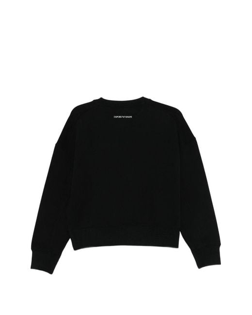 Emporio Armani Black Cotton Crewneck Sweatshirt