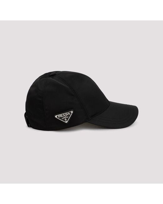 Prada Black Sleek Six-Panel Hat for men