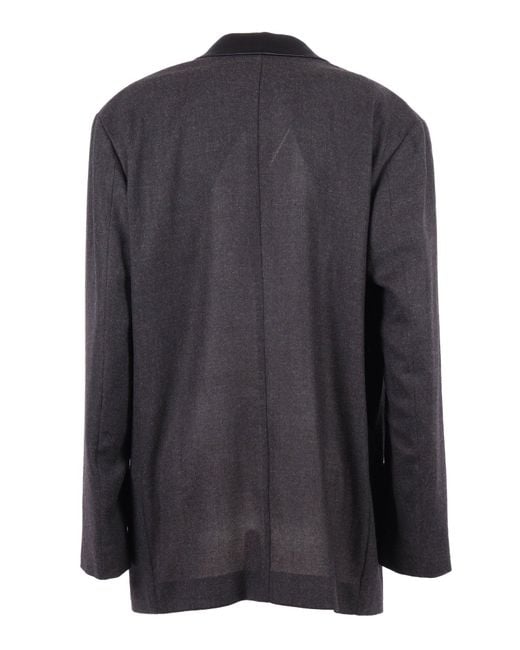 Alberta Ferretti Black Double-Breasted Virgin Wool Jacket With Satin Lapel