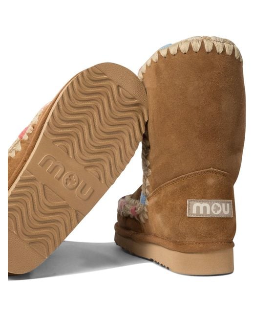 Mou Brown Eskimo 24 Overstitching Ankle Boots