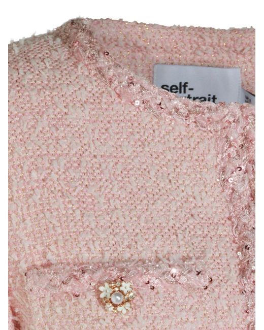 Self-Portrait Pink Bouclé Short Jacket
