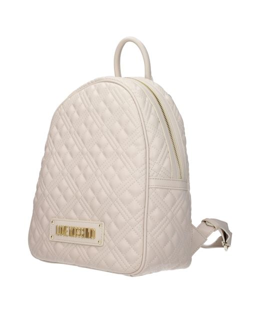 Love Moschino Natural Zaini E Marsupi Donna Poliuretano/Avorio