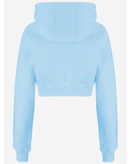 Just Cavalli Blue Cropped Cotton Sweatshirt