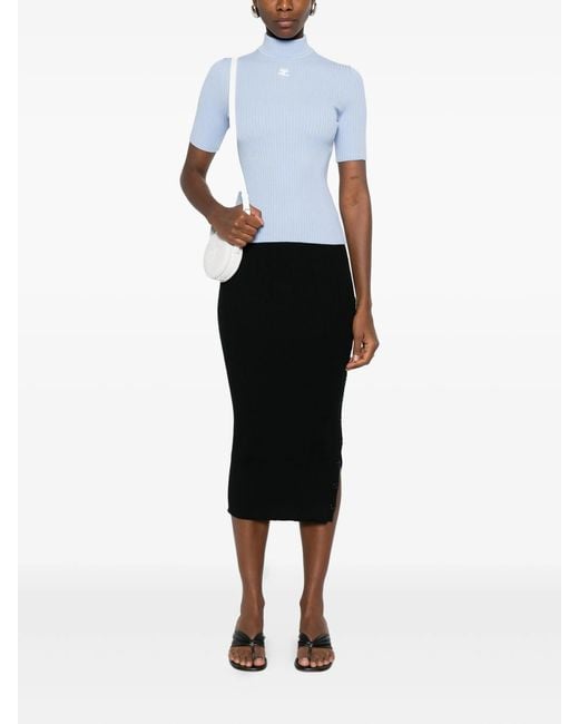 Courreges Black Multi Snap Light Rib Skirt Clothing