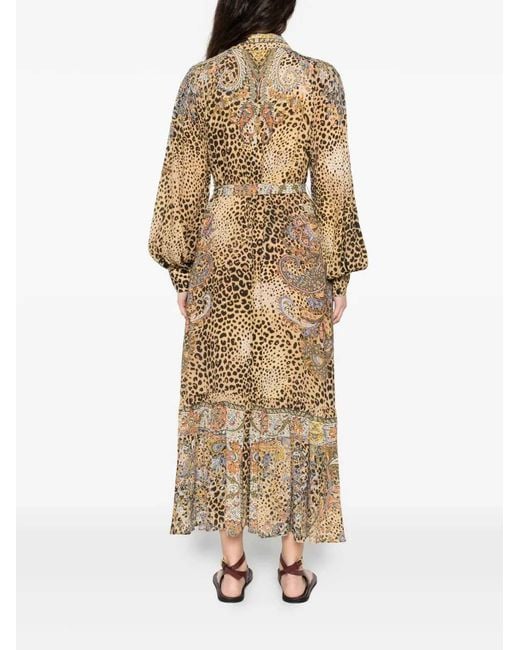 Etro Natural Midi Dress With Paisley Animal Print