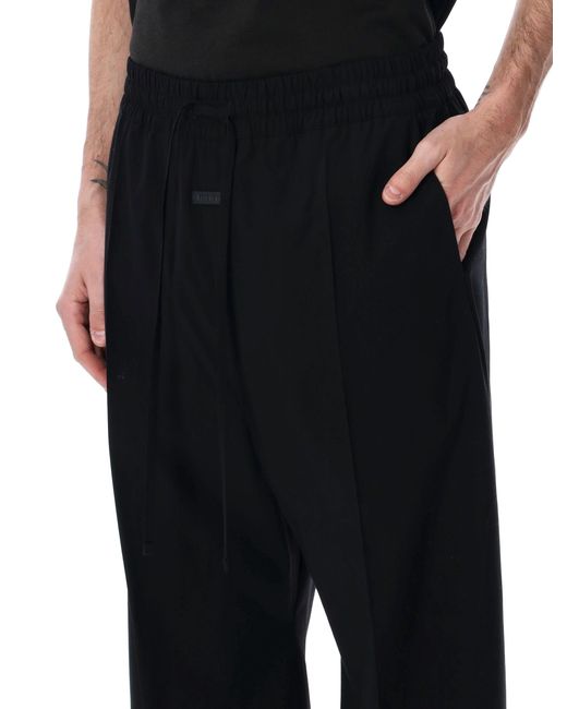 Fear Of God Black Cotton Wool Oxford Wide-Leg Drawstring Pants for men