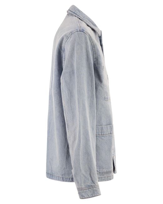 A.P.C. Gray Cotton Denim Jacket With Patch Pockets for men