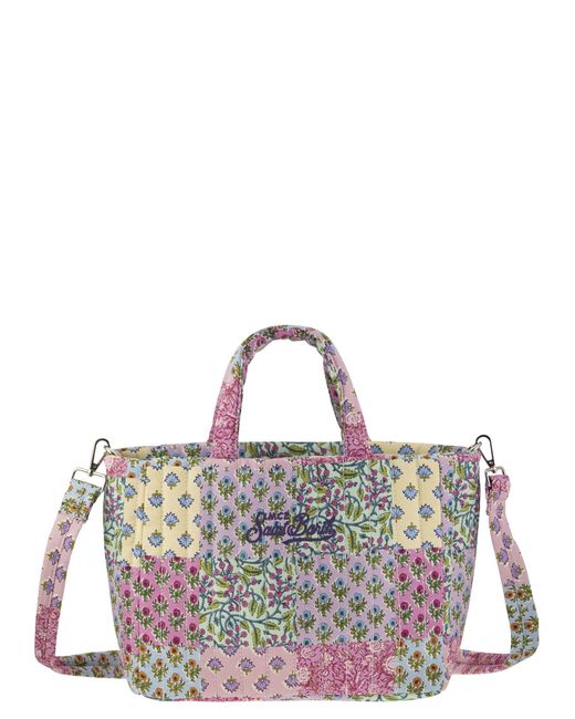 Mc2 Saint Barth Multicolor Soft Tote Mid Quilted Bag With Flowers