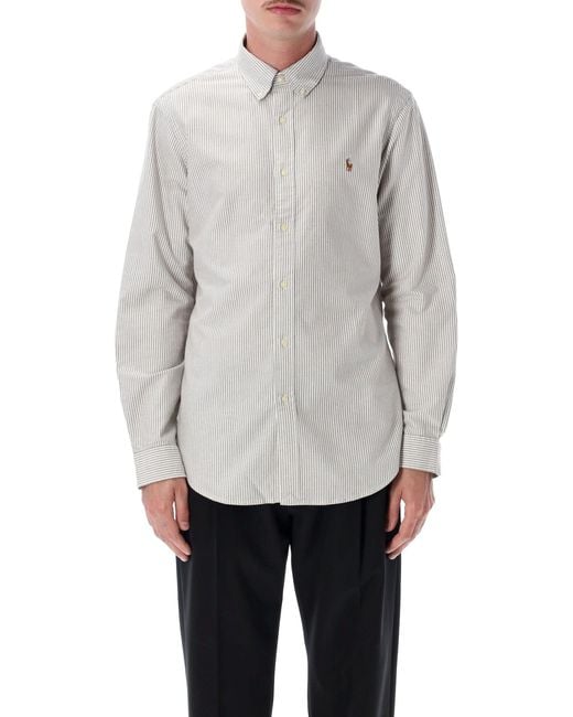 Polo Ralph Lauren Gray Striped Oxford Shirt for men