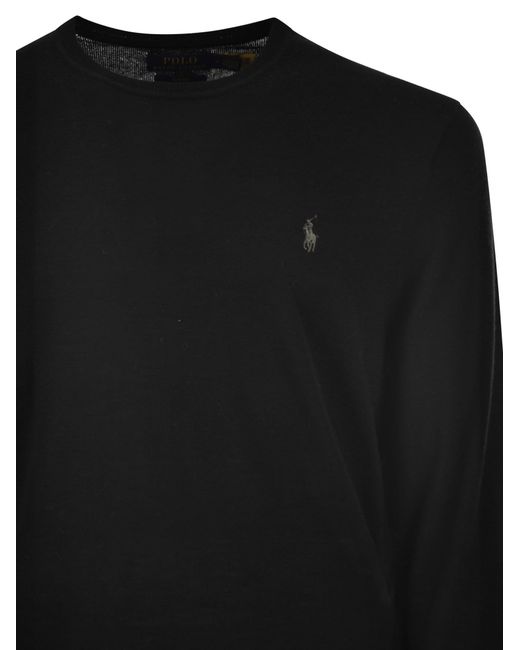 Polo Ralph Lauren Black Slim-Fit Washable Wool Crew Neck Jumper for men