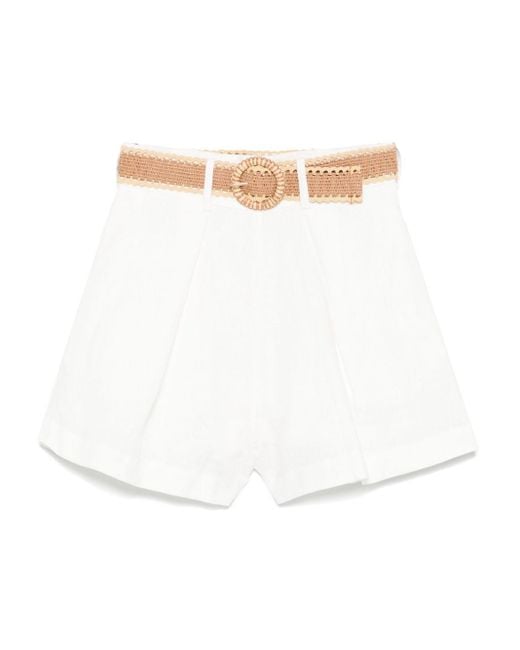 Zimmermann White Rhiannon Linen Shorts