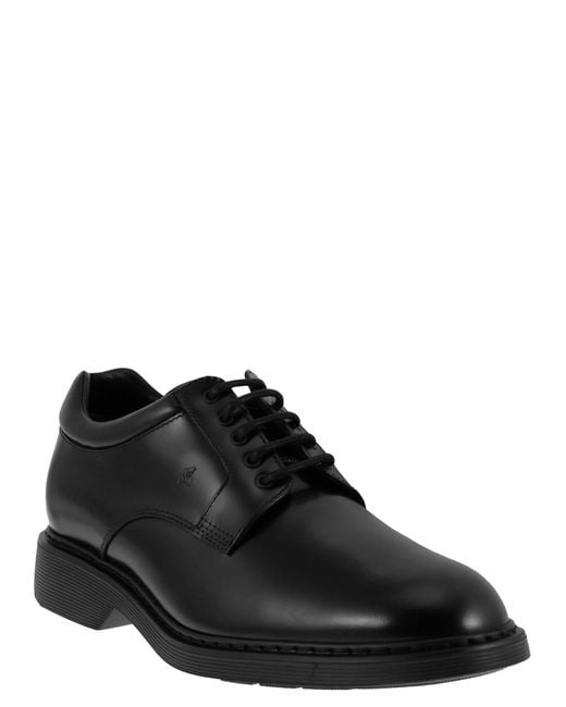Hogan Black H576 Derby Lace Ups With Rubber Bottom for men