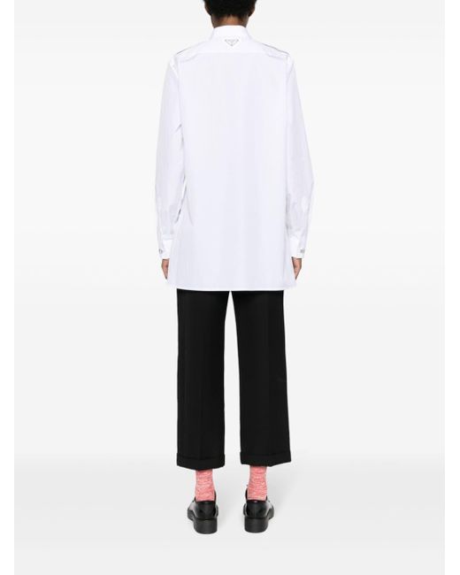 Prada White Crystal-button Cotton Shirt