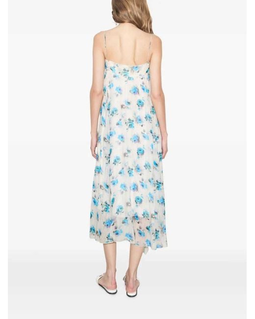 Tory Burch Blue Printed Silk Dress