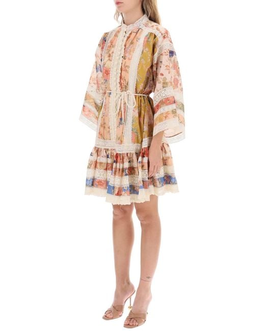 August Lace Trimd Cotton Mini robe Zimmermann en coloris Multicolor