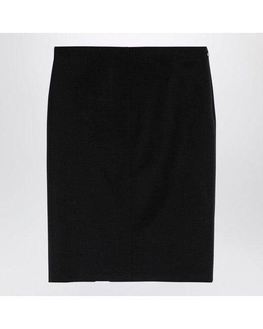 Givenchy Black Wool Skirt With Metal Button 4 G