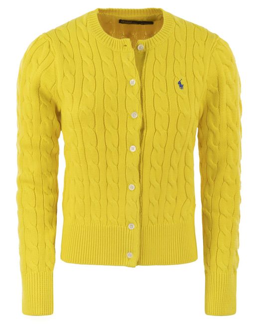 Cardigan trenzado con mangas largas Polo Ralph Lauren de color Yellow