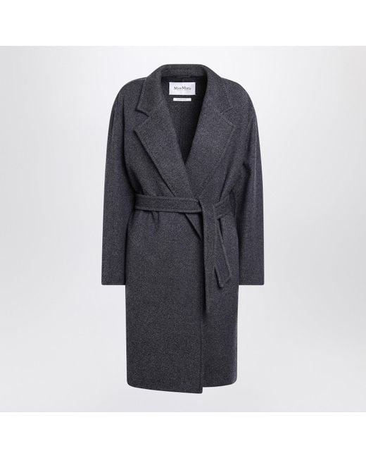Max Mara Black Wool Coat With Denim Effect