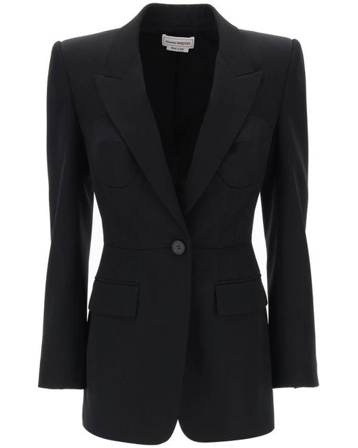 Alexander McQueen Black Anpassungsjacke mit bustier -Details