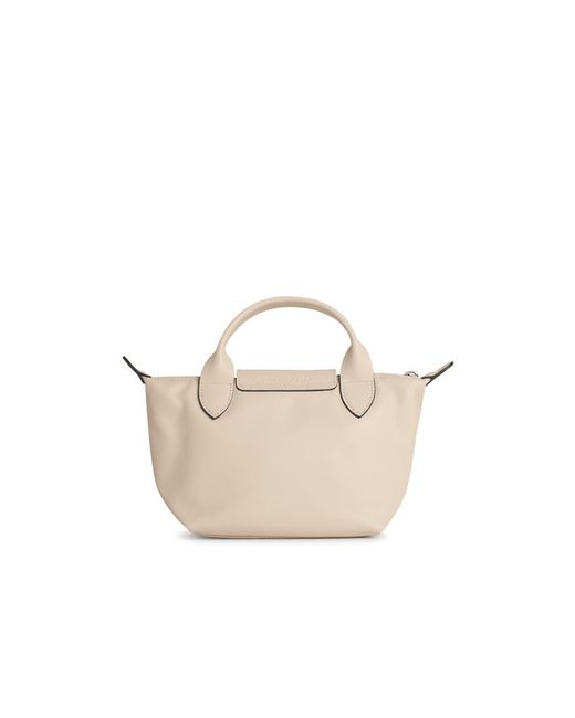 Longchamp White 'Le Pliage Xtra' Lear Bag Nude