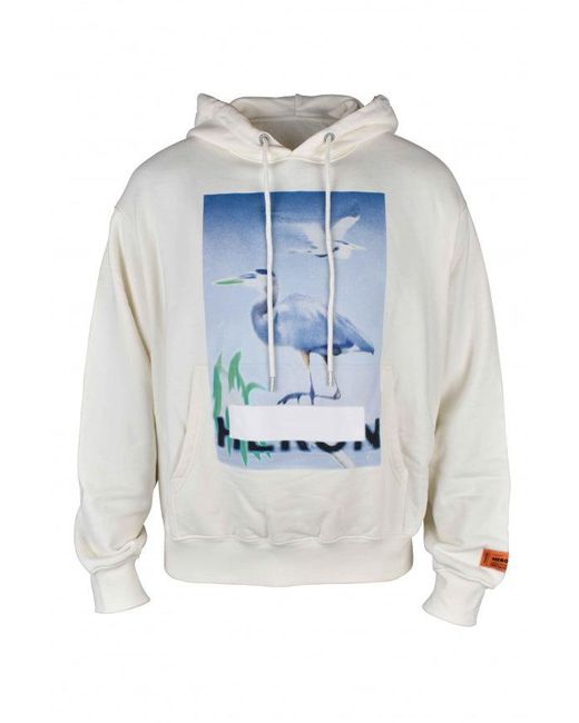 Heron Preston Blue Censored Hooded Sweatshirt With Graphic Pelican Print for men