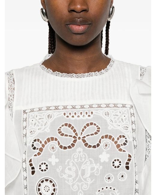 Self-Portrait White Lace Frill Top
