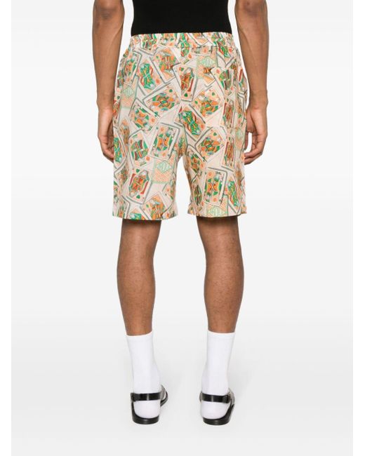 Drole de Monsieur Natural Jeu De Cartes Linen Blend Shorts for men