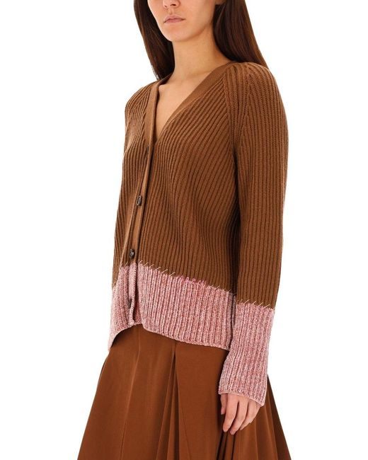 Marni Brown Color Block" Pattern Cardigan