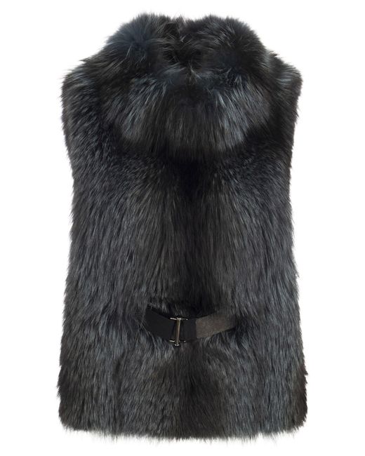 Fox Fur chaleco Brunello Cucinelli de color Black