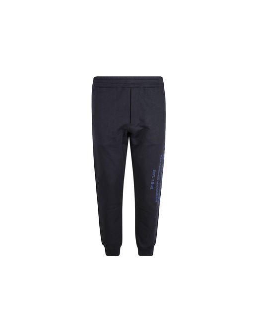 McQueen Blue Cotton Logo Sweatpants for men