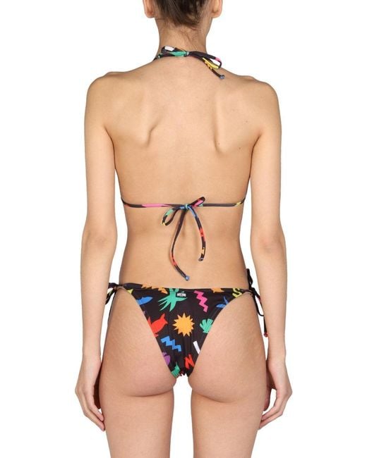 Moschino Blue Überall über Druckbikini -Slips