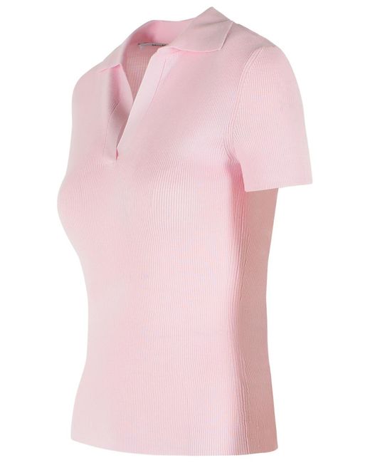 Max Mara Pink 'Albero' Virgin Wool Polo Shirt