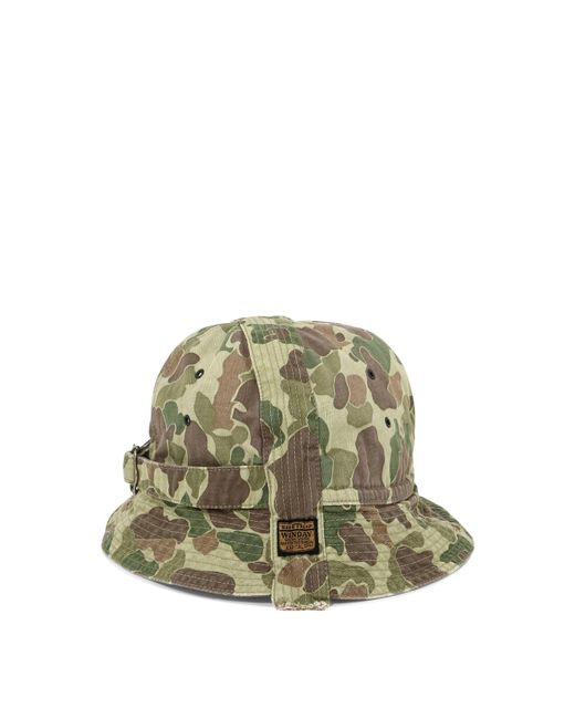 Kapital Green "Camouflage Herringbone" Bucket Hat for men