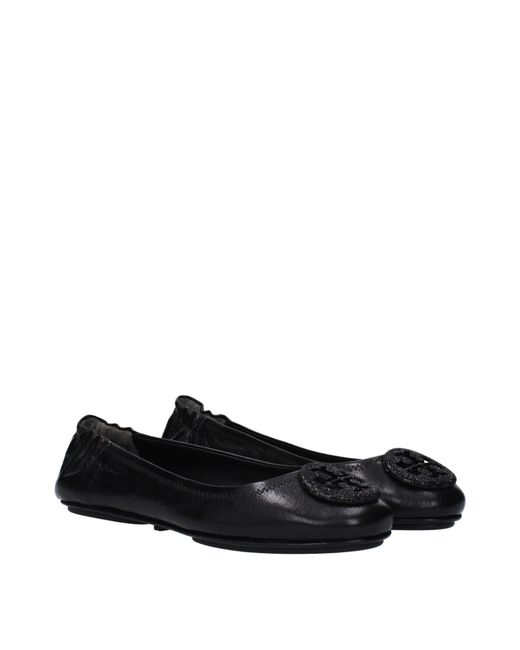 Tory Burch Black Minnie Travel Ballerina Leather