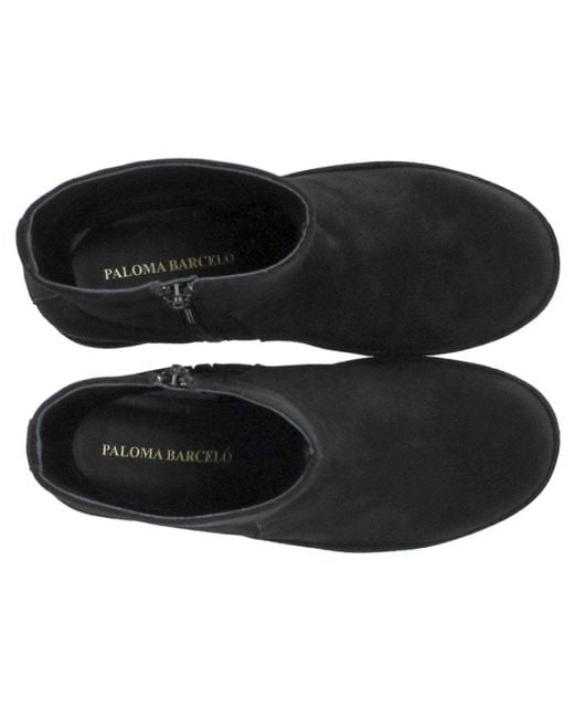 Paloma Barceló Black Smooth Suede Disa Ankle Boots With Internal Wedge