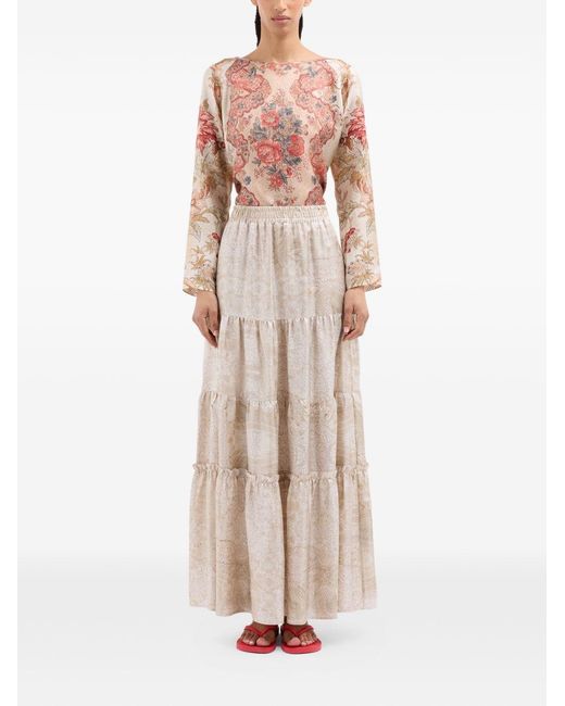 Pierre Louis Mascia Natural Silk Long Skirt
