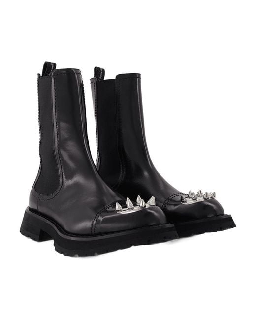 McQueen Black Ankle Boots With Studs