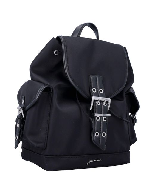 Ganni Blue Small Bucky Nylon Backpack