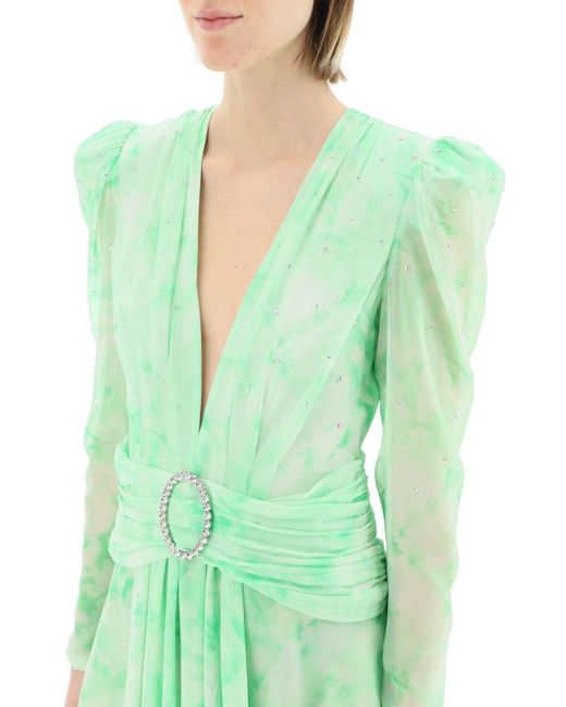 Alessandra Rich Silk Mini Dress in het Green