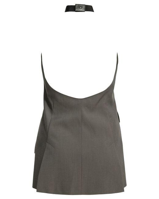 Max Mara Gray Sleeveless Virgin Wool Jacket