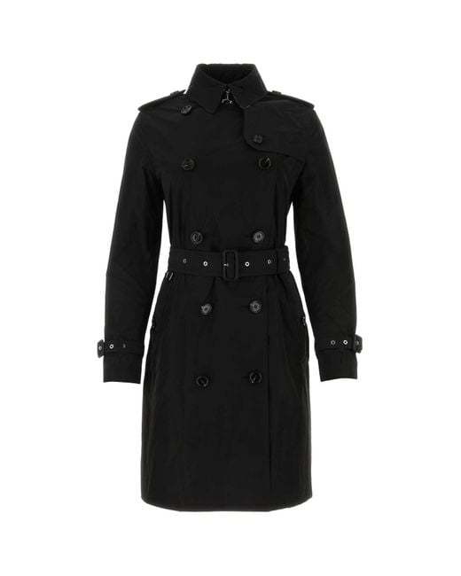 Burberry Black Polyester Trench Coat