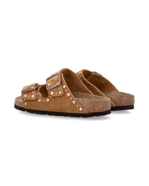 Birkenstock Brown Arizona Rivet Mink Suede Sandal