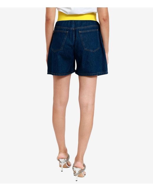 Pantalones cortos de mezclilla+neón amarillo MSGM de color Blue