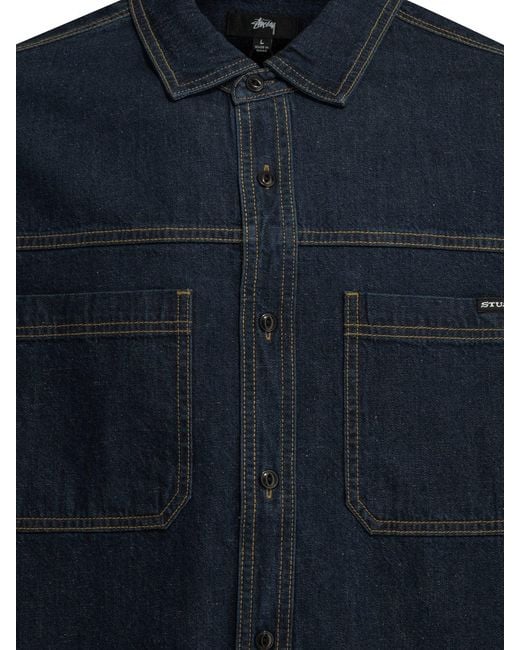 Stussy Blue Cotton Shirt for men