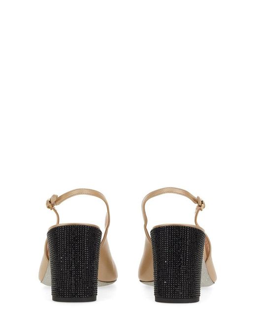 Rene Caovilla Natural Rhinestone-Embellished Slingback Shoes
