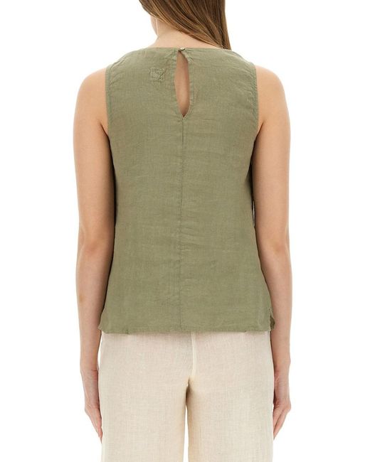 120% Lino Green Linen Top
