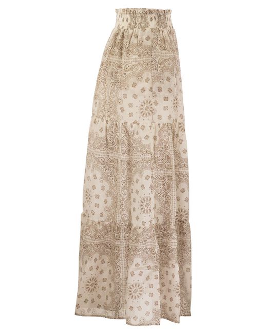 Cheyenne Long Skirt in cotone e seta. di Mc2 Saint Barth in Natural